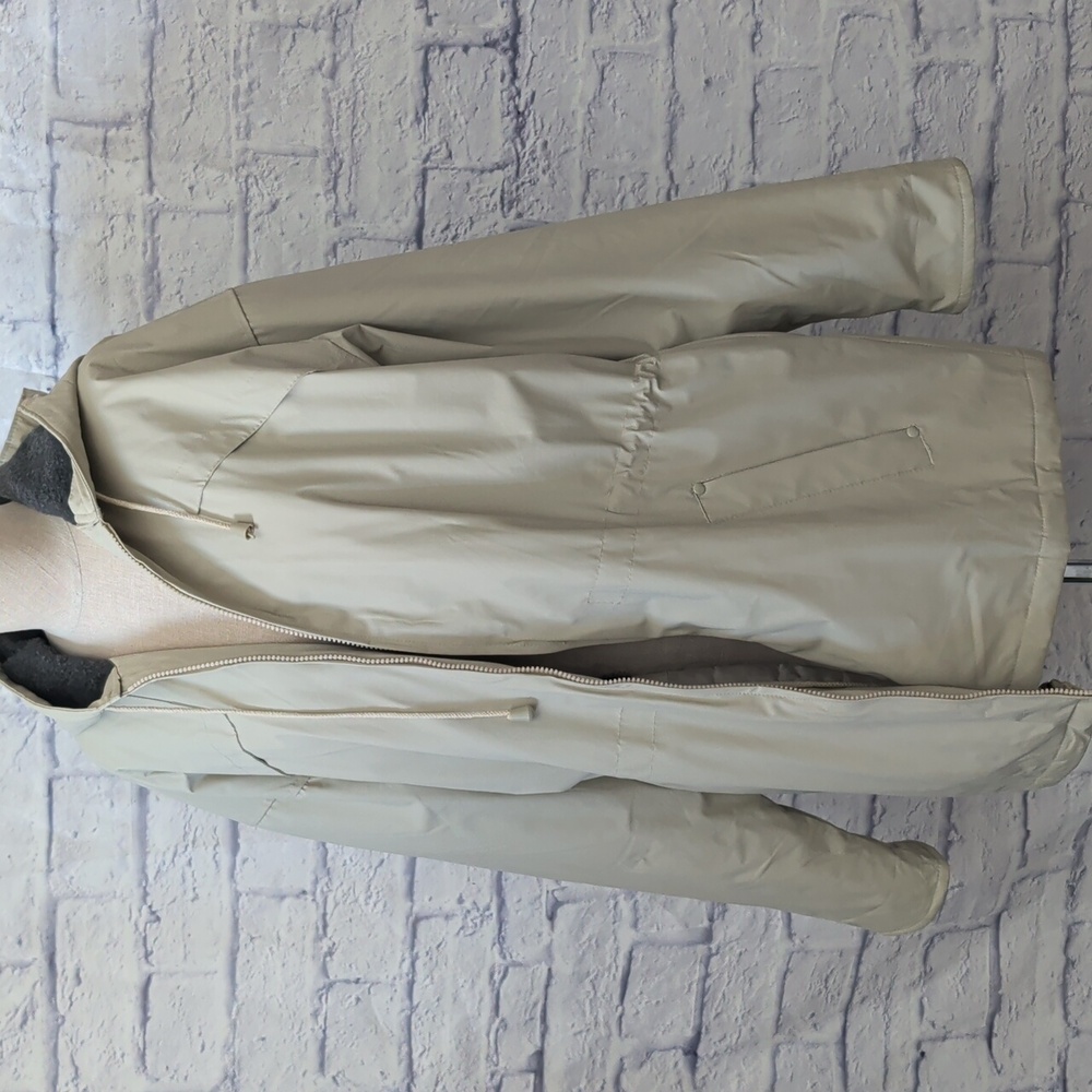 Misty Harbor Women's Beige Fleece Lined Hooded Rain Jacket - Size Large - Picture 3 of 12